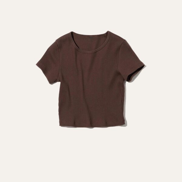 Ribbed Cropped Short Sleeve T-Shirt